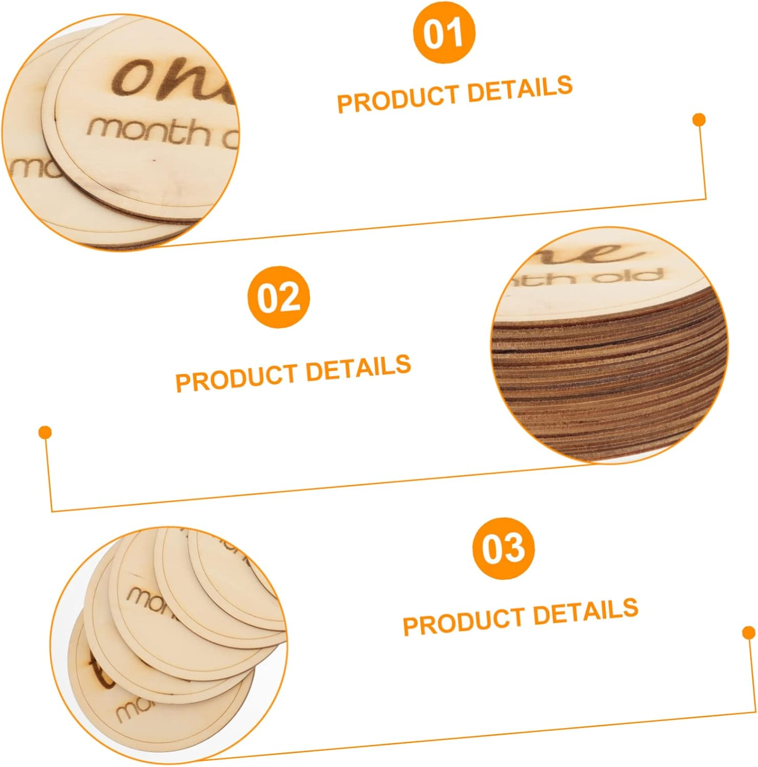 12Pcs Wooden Monthly Milestone Cards Natural Growth Recording Props for Newborn Photography for Tracking First Year image number 4