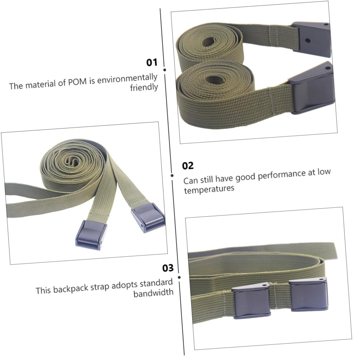 TIDTALEO 3Pcs Military Green Cargo Lashing Straps with Quick-Release Buckle, 25Mm X 2.1M Tie down Straps for Camping, Luggage Fastening, and Outdoor Cargo Securing image number 5