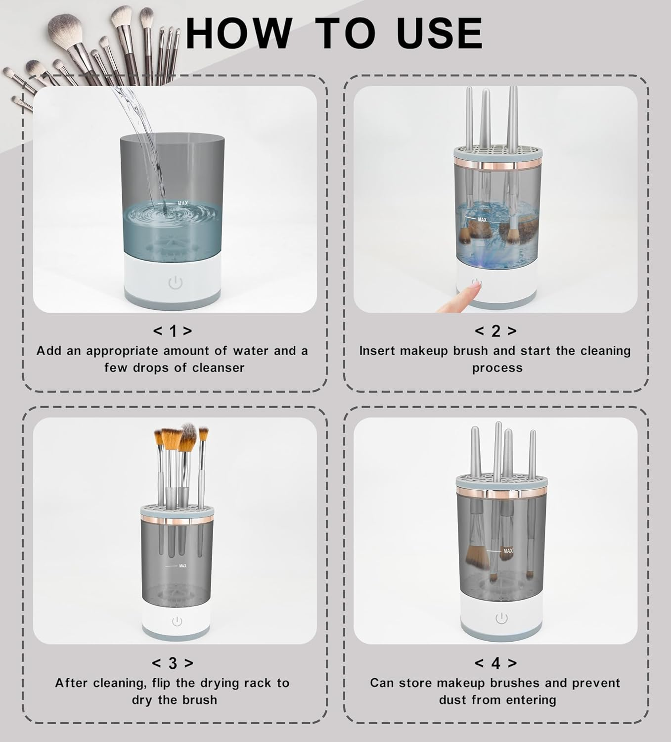 YBVABE Electric Makeup Brush Cleaner and Dryer &ndash; Rechargeable Automatic Brush Cleaning Machine for Deep Cleaning and Fast Drying All Types of Makeup Brush Types image number 5