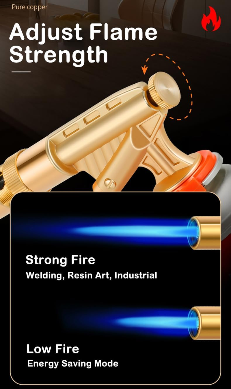 Butane Torch Kitchen Blow Lighter Gas Burner - Culinary Torches Chef Cooking Professional Adjustable Flame 360&deg; Reverse Use, for Creme, Brulee, BBQ, Camp, Baking Soldering Master (Butane Not Included) image number 6