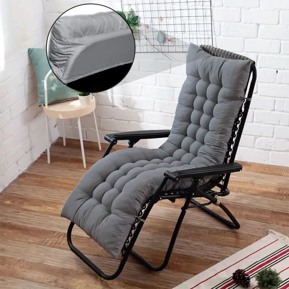 Chair Cushion, Foldable Lounge Cushion, Rectangle Bench Cushion Pad for Chaise Swing, Home Lazy Bench Cushion for Living Room, Midday Rest, Watching TV, Balcony, Grey, (Chair NOT Include) image number 5