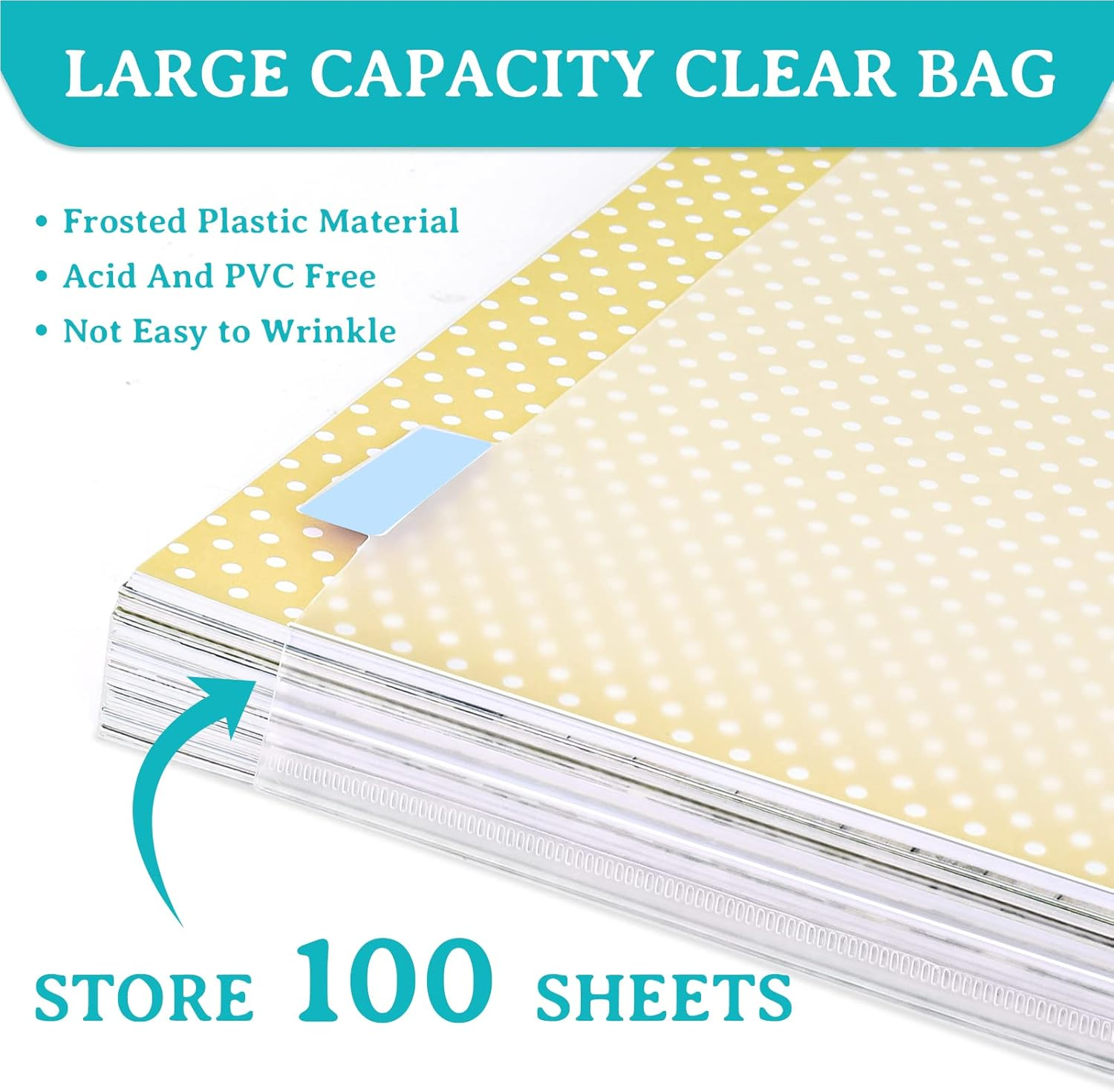 Caydo 20 Pieces Scrapbook Paper Storage Clear 12 X 12 Paper Storage Organizer with Tabs and Gusset Bottom for Holding Scrapbook Paper, Vinyl Paper, Paper, Cardstock image number 6