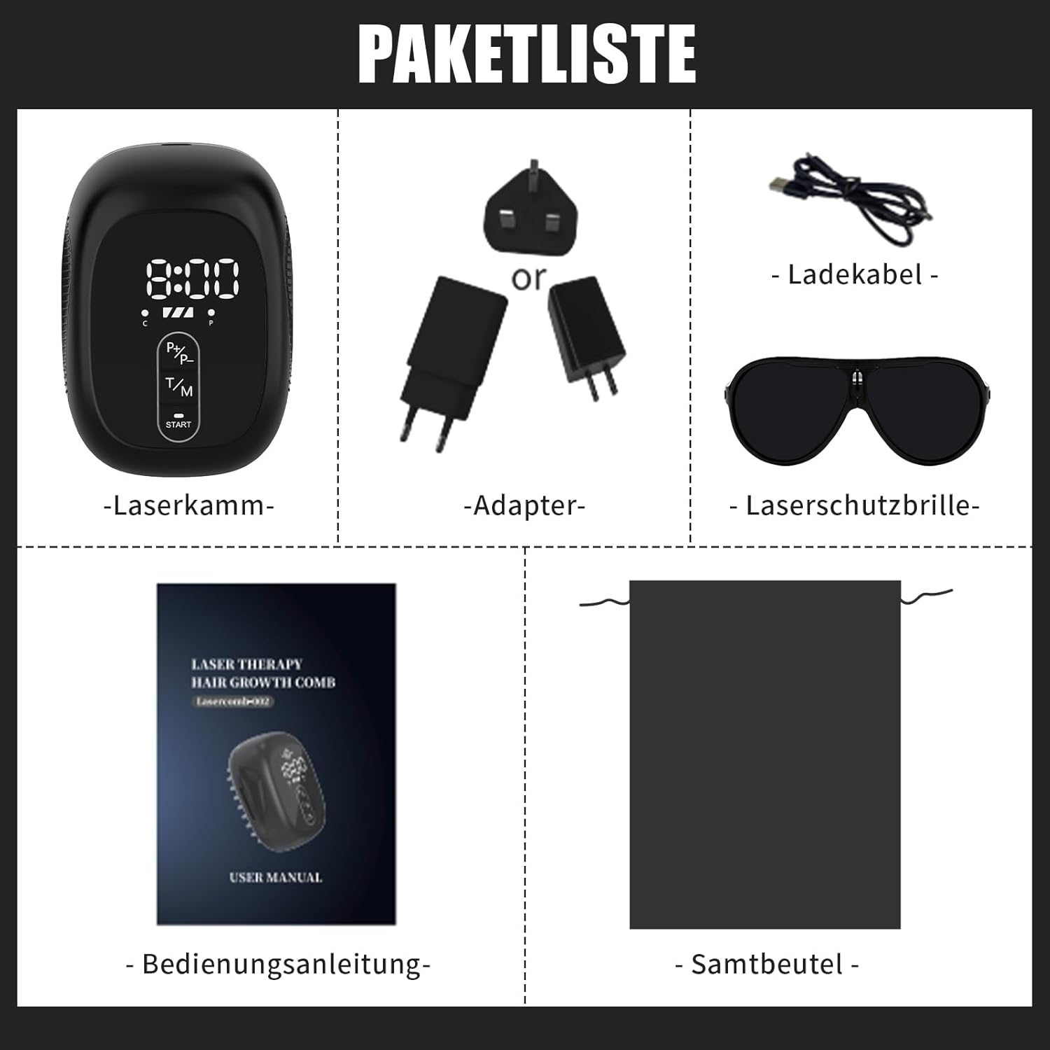 Hair Growth Laser Comb, Medical Grade Laser, FDA Approved Hair Loss Treatment for Men and Women with Thinning Hair, Rechargeable Hair Growth Product (Black) image number 2