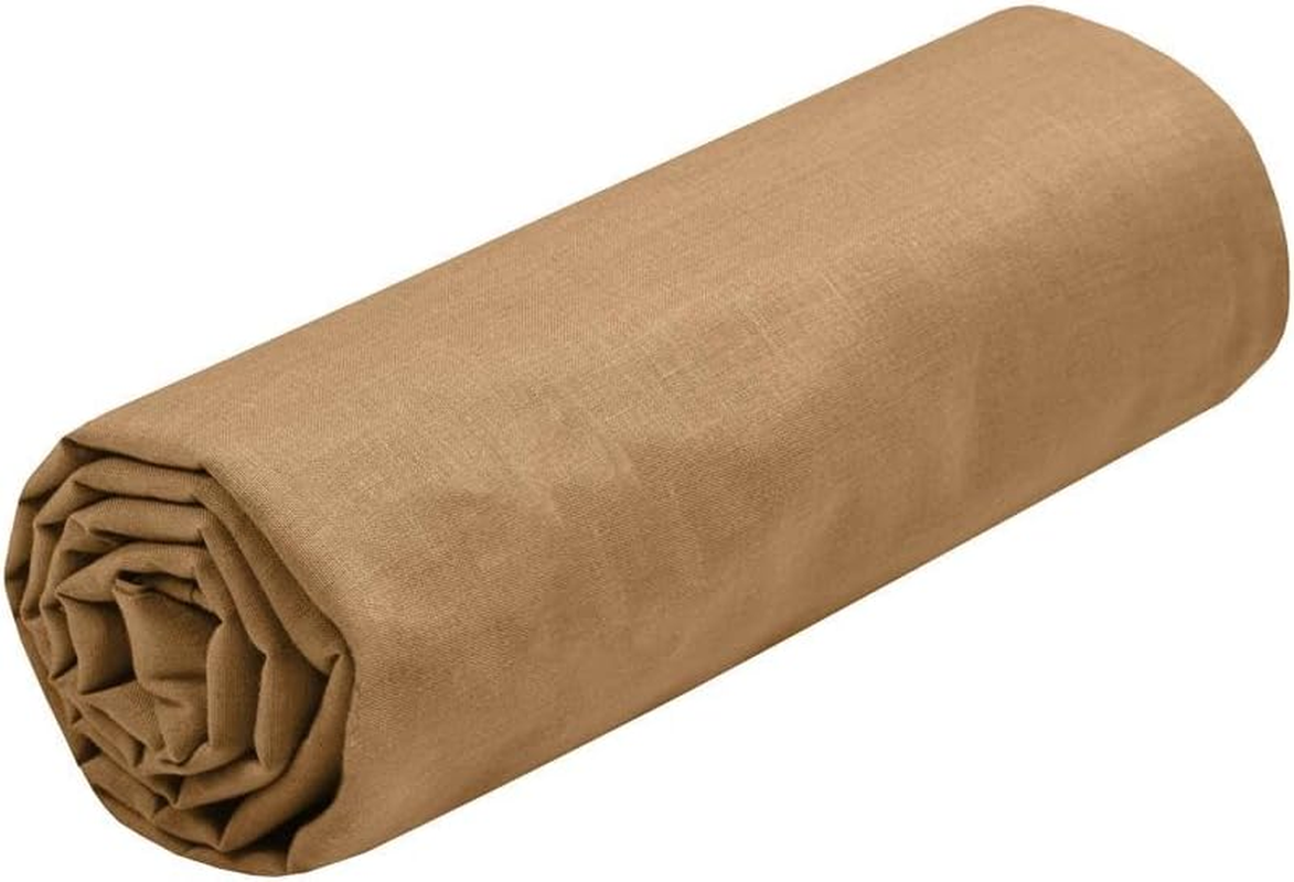 Lovely Casa - Fitted Sheet - Size 160 X 200 Cm, Large Fitted Height 30 Cm, 100% Cotton, Oeko-Tex Certified - Curry Colour - Eden Model - Home Bed Linen - Soft and Comfortable for Cuddly Nest