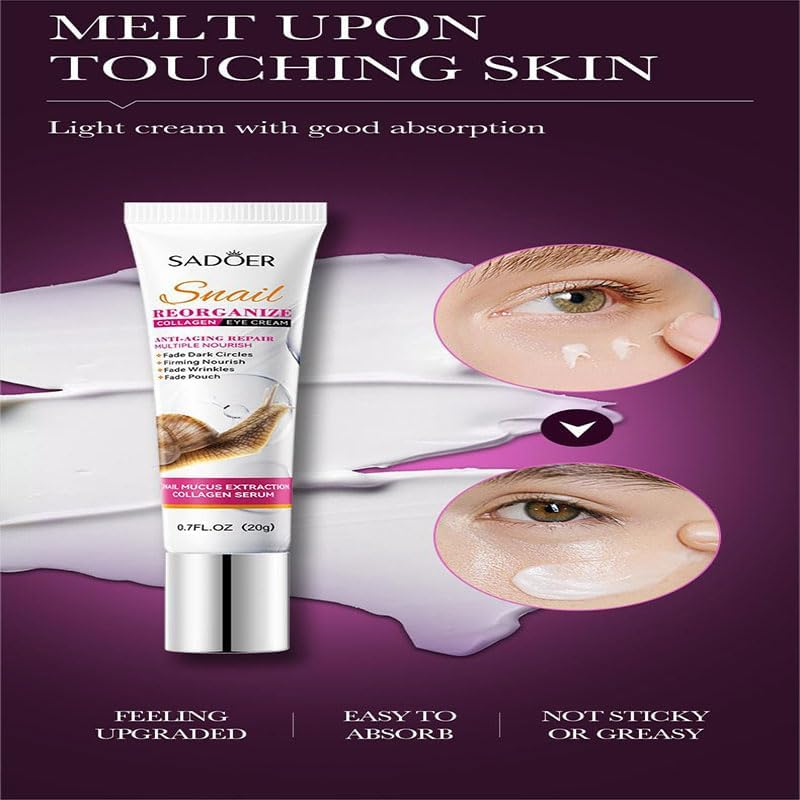 Snail Recombinant Collagen Eye Cream for Dark Circles and Puffiness, Eye Cream, under Eye Cream for Dark Circles, Improve Dry Eye Cream image number 4