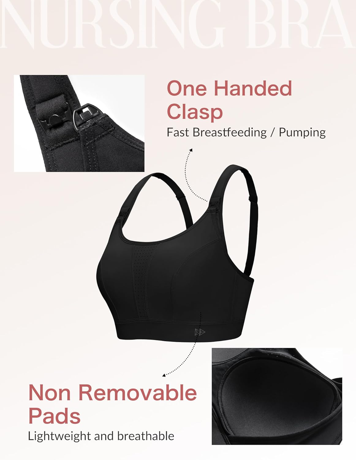 Yvette Nursing Sports Bras for Women Breastfeeding Light Medium Support Sports Bra for Prenancy Maternity Yoga image number 5