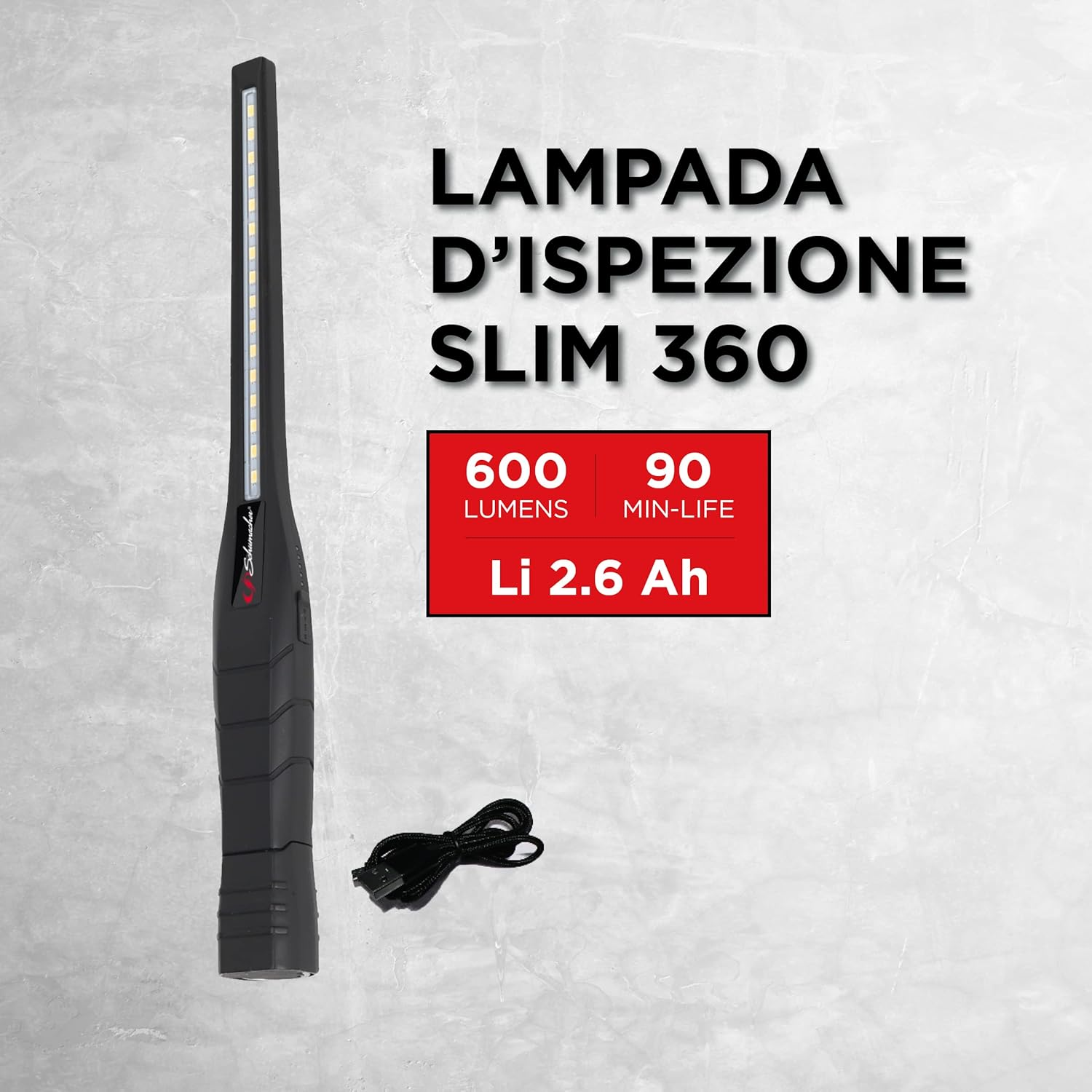 Schumacher SL184 Work Light Slim - Ultra Bright Directional Lighting with 360&deg; Rotation and Tilt Function and Dimmer - Rechargeable Lithium-Ion Battery 2600 Mah - Black image number 1