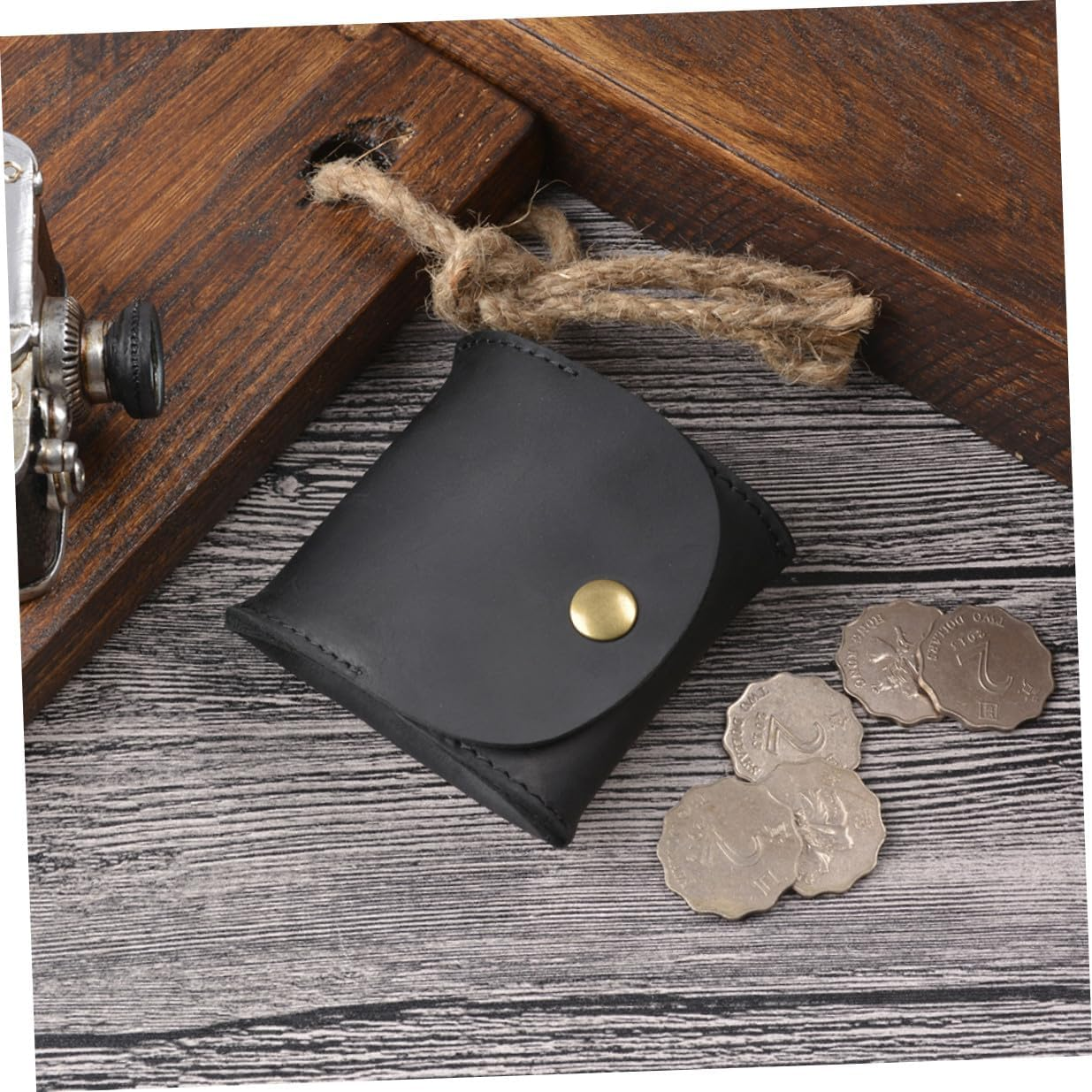 CIMAXIC Retro Style Women Wallet Mini Leather Coin Organizer Bag for Travel with Lightweight Structure Black