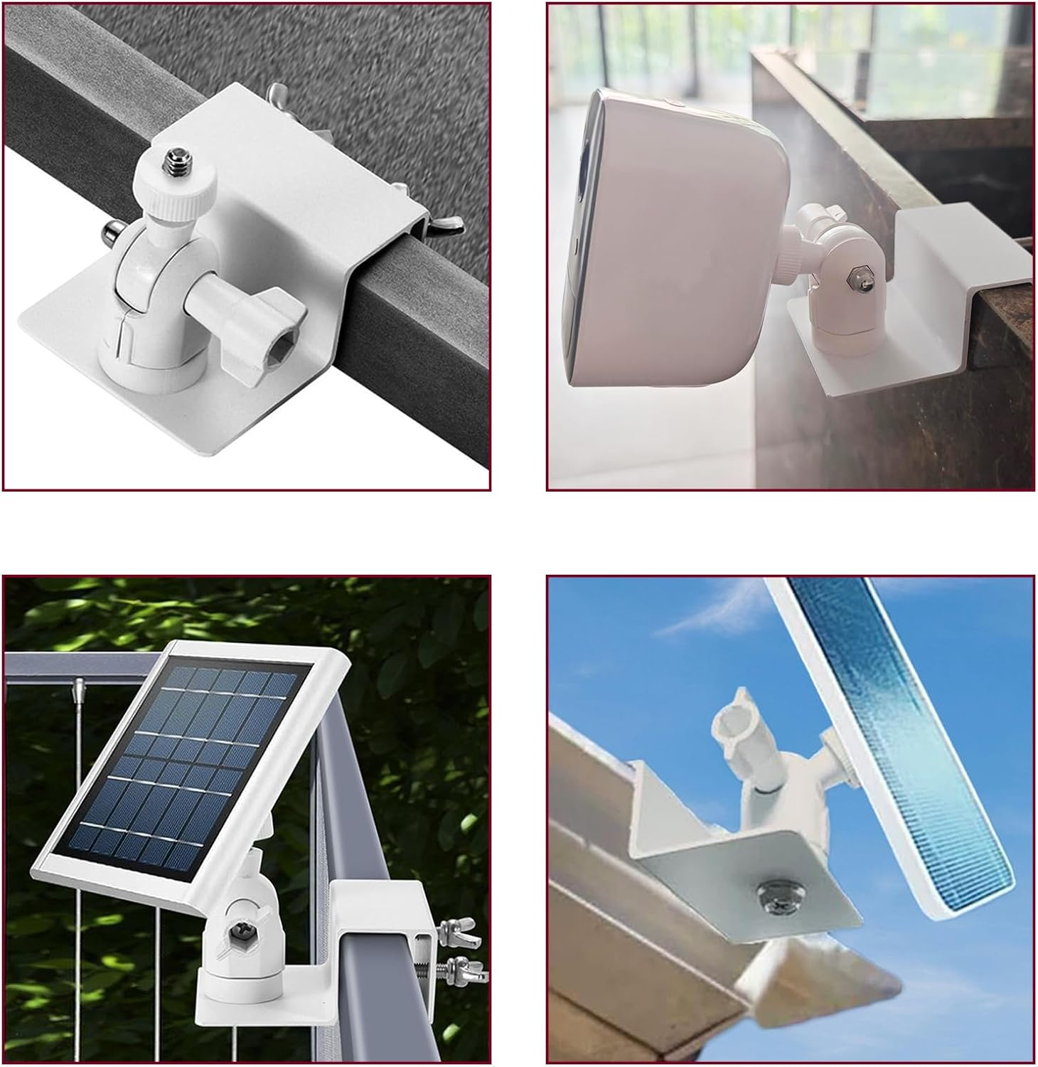 Veldtek No-Drill Gutter Mount for Camera/Solar Panel, Weatherproof Aluminum Alloy Bracket Adjustable 1/4" Screw Compatible with Arlo, Blink, Ring, Wyze, Nest, Reolink (White) - Black image number 2