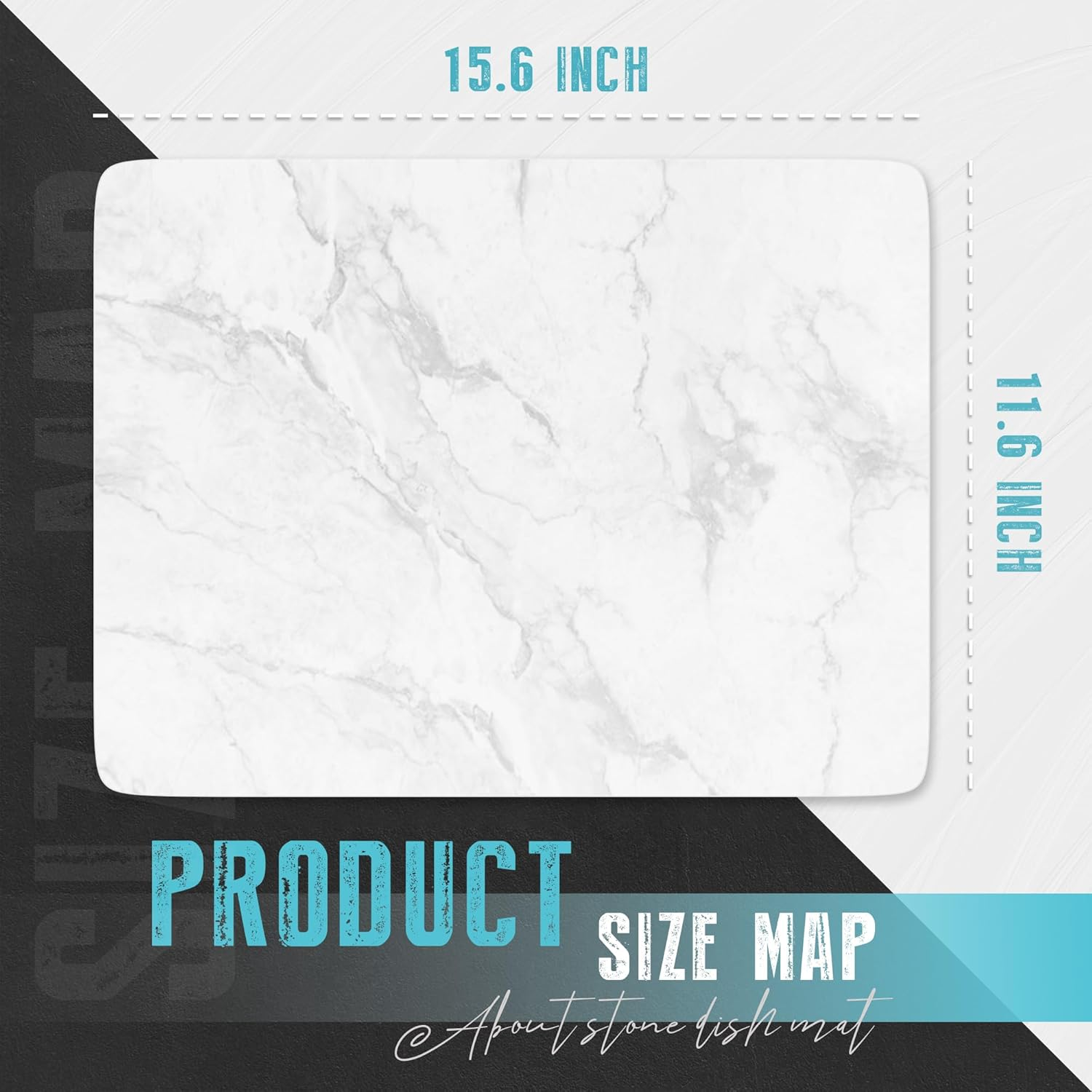 Stone Drying Mat for Kitchen Counter Marble Stone Dish Drying Mat, Super Absorbent Quick Drying Diatomite Stone Dish Drying Mat &mdash; Non-Slip & Heat Resistant, with 8 Non-Slip Mat, 16.5X12.6 White image number 5