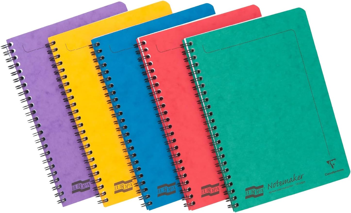 Clairefontaine 'Europa' Wirebound on Side Notemaker, A5, Lined, 120 Pages - Assorted a Colours (Pack of 10) image number 6