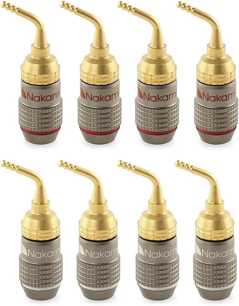 Nakamichi Fanlock Excel Series 24K Gold Plated 2Mm Pin Plugs Banana 10 AWG - 18 AWG Gauge Size 4Mm for Spring Clip Speakers Amplifier Hi-Fi Home Theatre Wire Cable Quick Connector, 8 Pcs (4-Pairs) image number 3