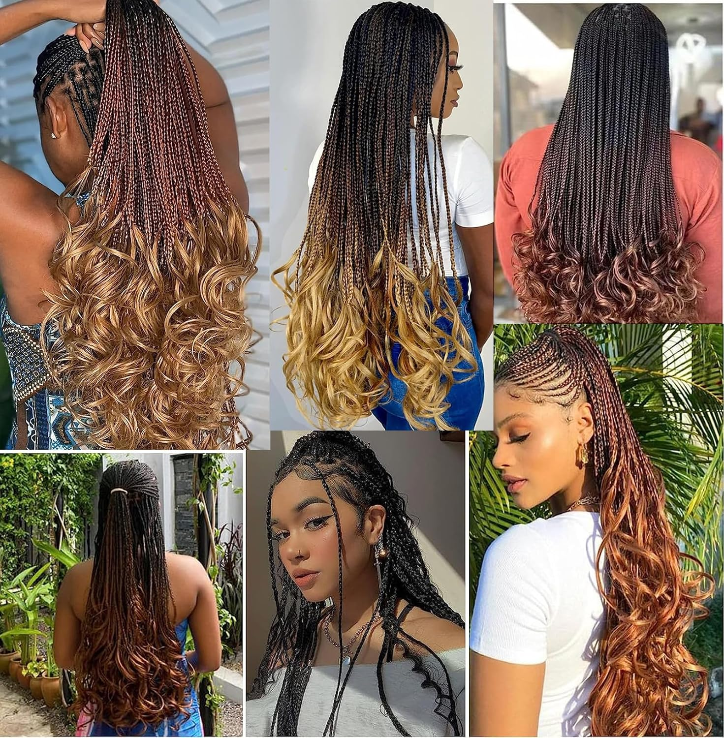 French Curl Braiding Hair 22 Inch 8 Packs Curly Braiding Hair Pre Stretched French Curl Crochet Braids Extensions for Braiding (OT30/27, 22 Inch (Pack of 8)) - 1B image number 4