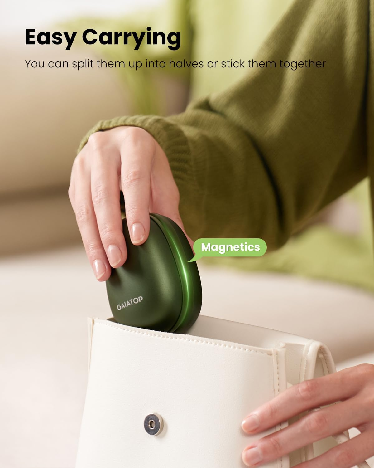 Gaiatop Hand Warmers Rechargeable 2 Pack, 3 Settings Fast Heating Avocados Shape, Electric Portable Pocket Heater, Reusable Hot Hands Gifts for Women Men Outdoor Camping Hunting Golf image number 2