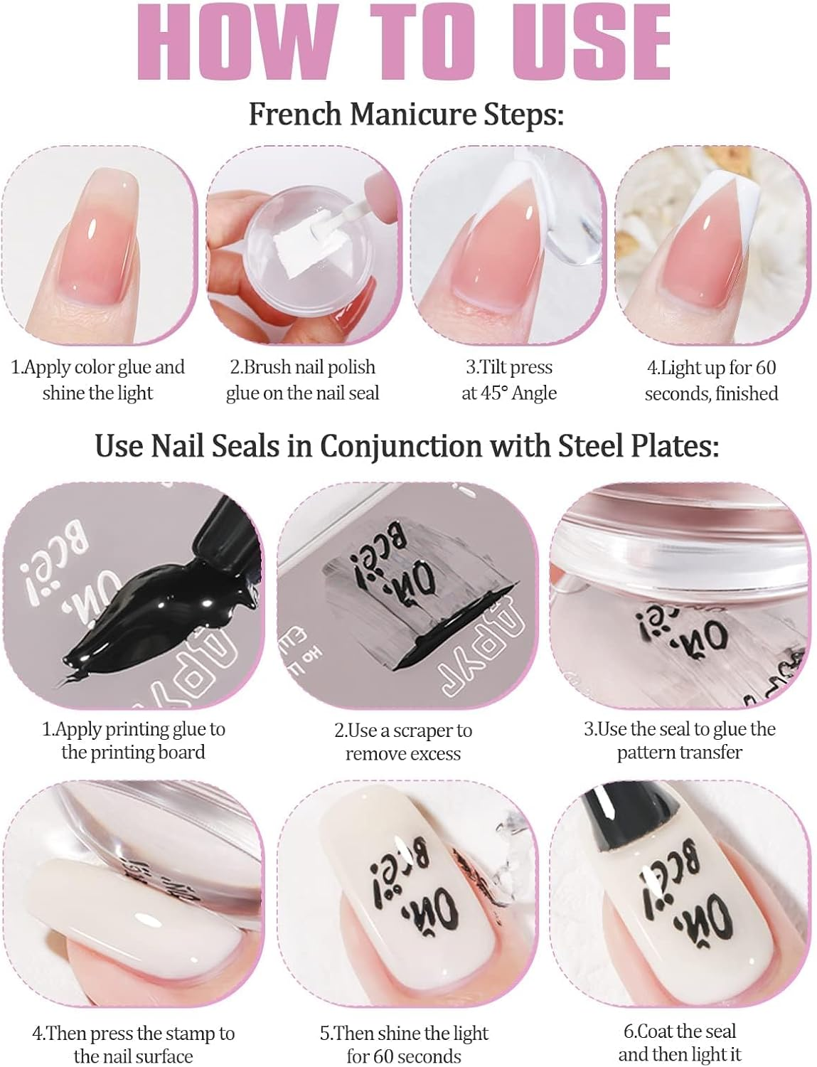 Kalolary Silicone Nail Stamper Set, French Tip Nail Stamp Jelly with Scraper, 3PCS Nail Detail Brush Set Nail Art Brush Pen, 5PCS Nail Dotting Pen, French Tip Nails Art Design Manicure Tools image number 2