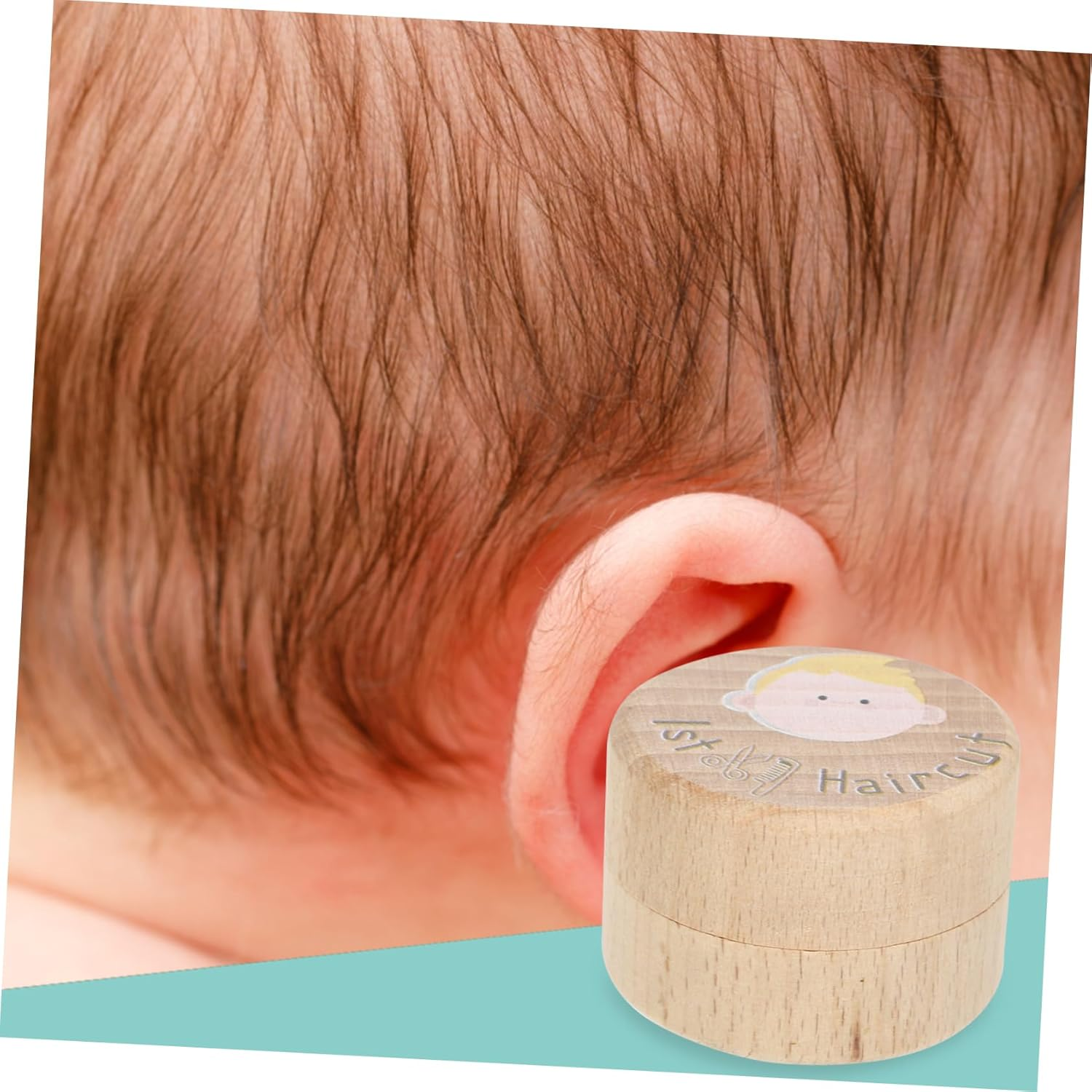 Haircut Box for Boys and Girls Boy Keepsake Box Wooden Hair Storage Design image number 1