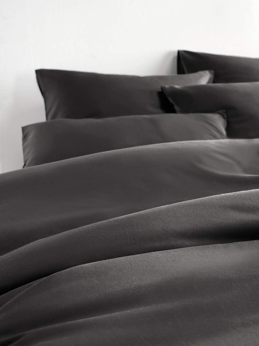 De Witte Lietaer Olivia Quality Satin Combed Cotton Bedding Set, Dark Grey/Ebony, 200 X 200 Cm + 2 Pillowcases image number 3