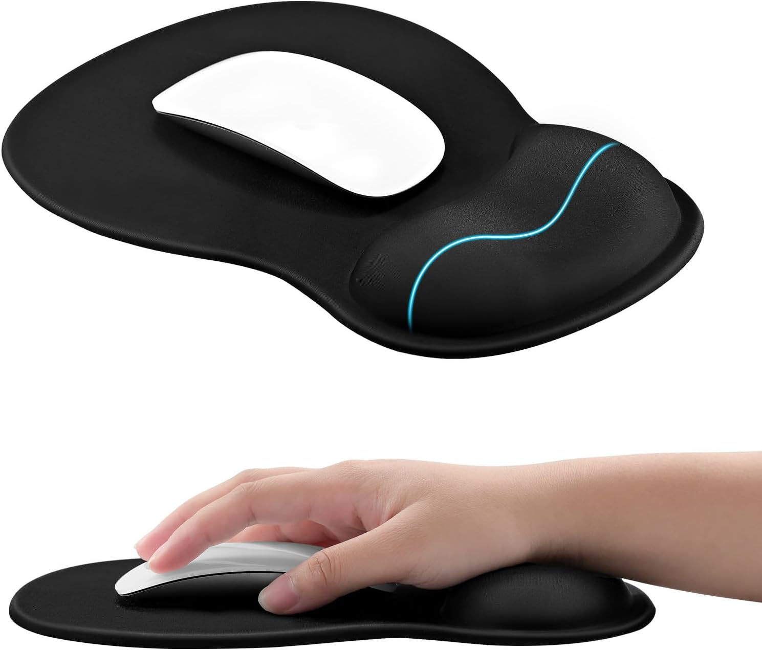 Eoocoo Ergonomic Mouse Pad with Gel Wrist Rest Support Middle Concave Design, Relieve Wrist Pain Mousepad, Non-Slip Base for Laptop, Computer, Office Desk Accessories, Carpal Tunnel Syndrome image number 3