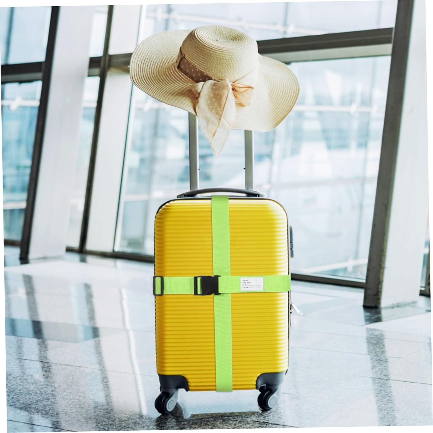 4Pcs Adjustable Fluorescent Luggage Straps for Suitcase with Polypropylene Buckle Belts Tear Resistant Suitcase Fixing Straps for Travel Bags for Enhanced Visibility and Secure