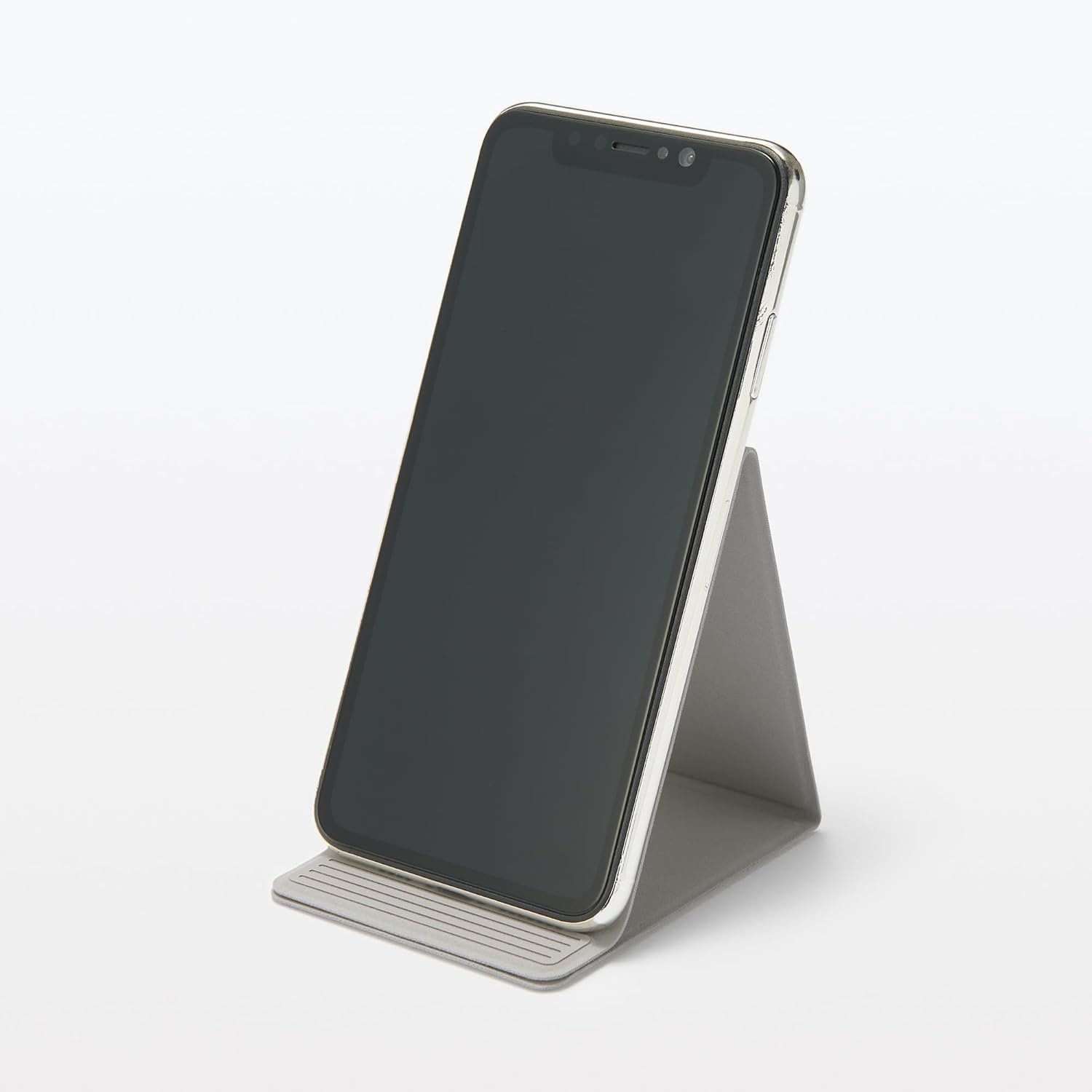 MUJI 83483043 Foldable Smartphone Stand, Approx. Width 2.8 X Depth 3.7 X Height 0.3 Inches (72 X 93 X 8 Mm), Light Gray