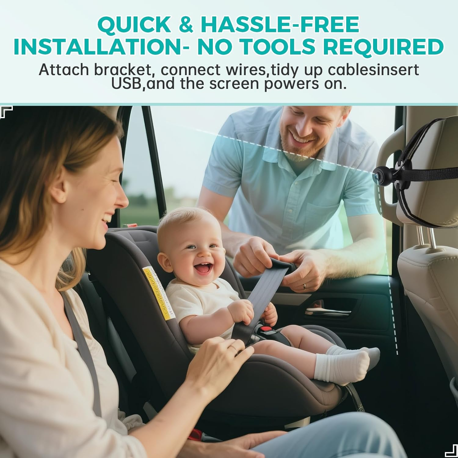 Baby Car Camera for 2 Kids,6.9" Large HD Display Dual Channel Baby Monitor, 1080P IR Night Vision Car Seat Camera,Facing View Ideal for Kids and Pet Safety,Newborn Essentials & Baby Shower Gifts