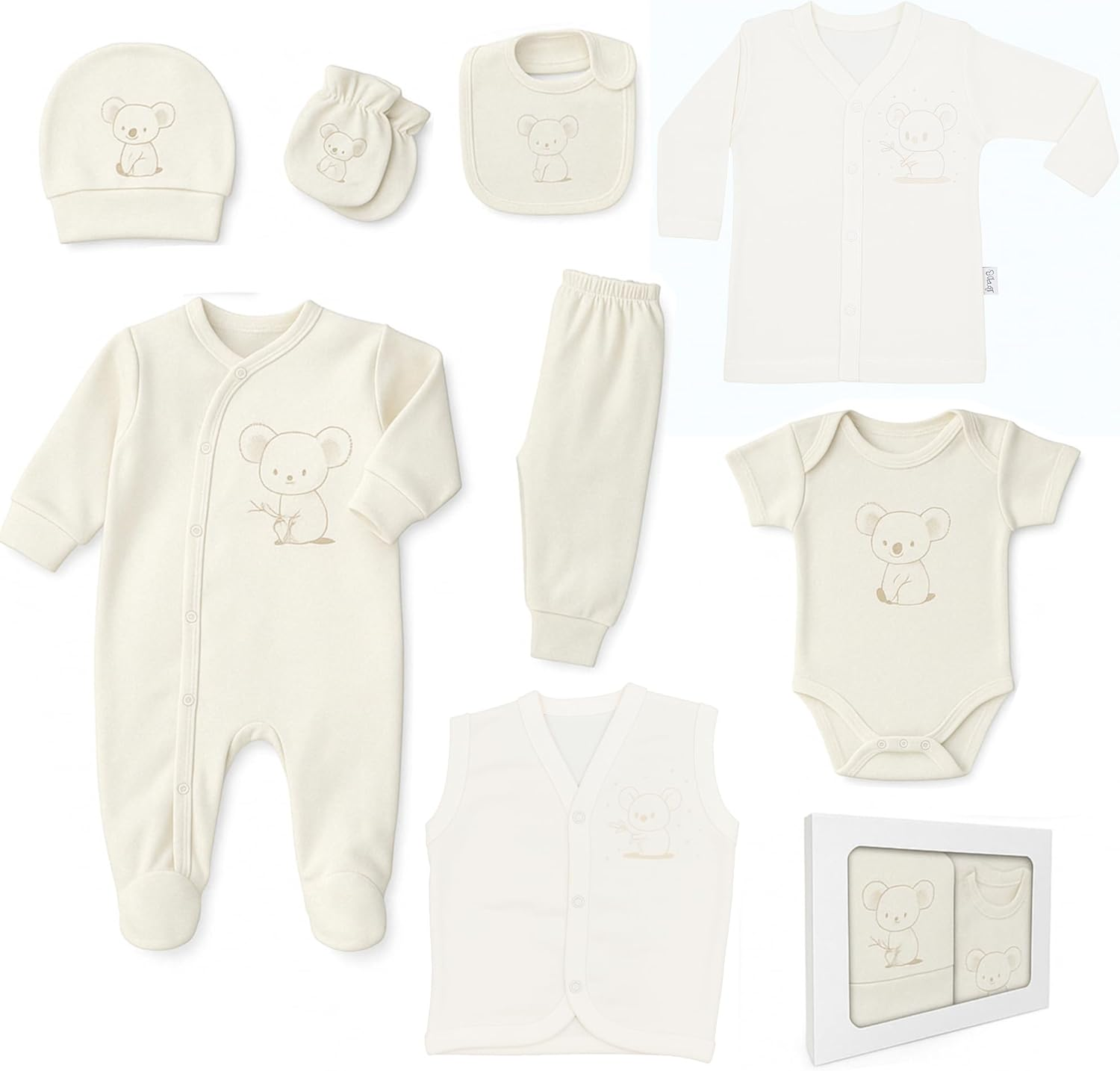 Blue Eyes Newborn Baby Gift Set, 100% Natural Cotton, First Equipment, Boys' Clothing Gift Set, Baby Outfit for Babies, 0-4 Months, 8 Pieces (Star Blue)