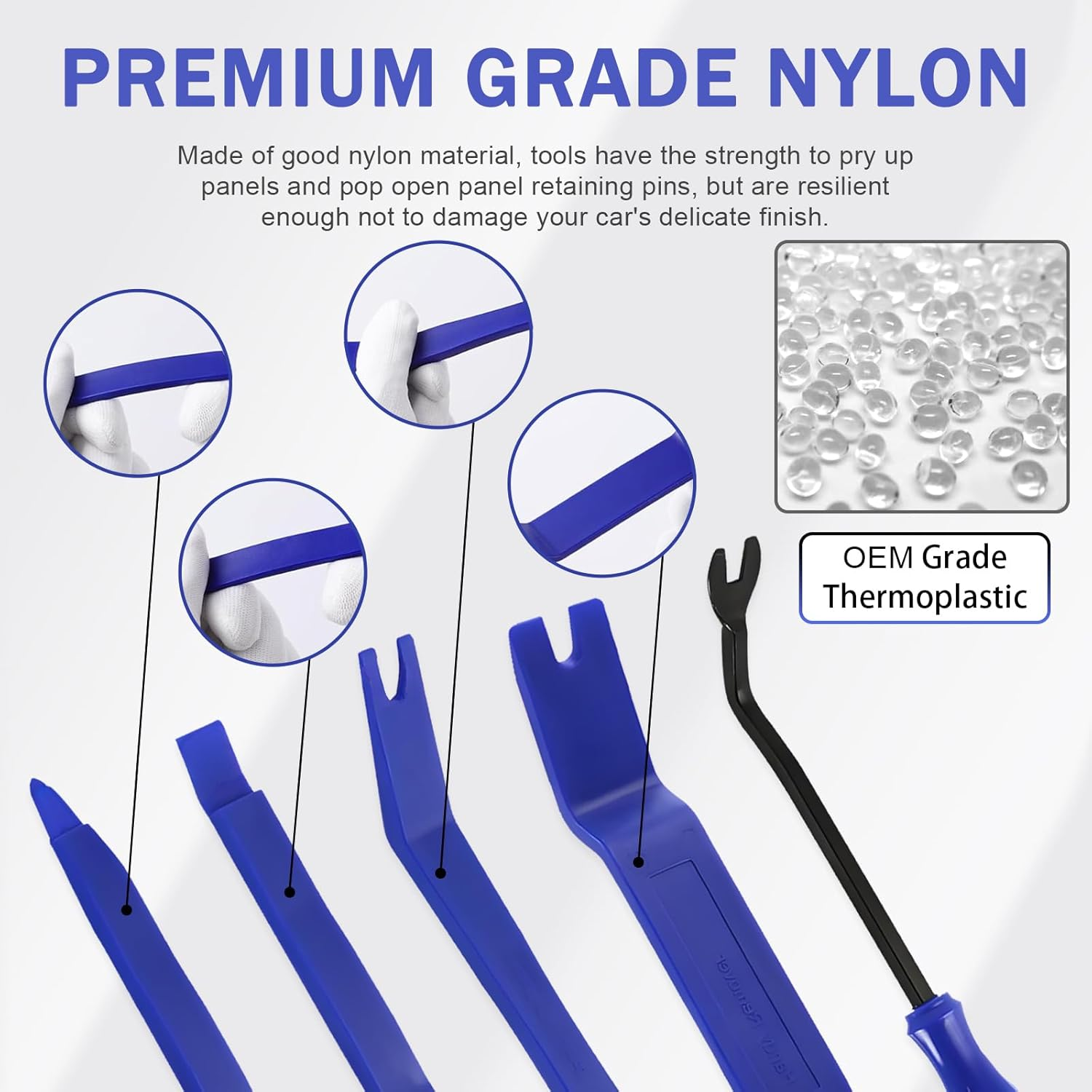 5Pcs Car Trim Removal Tool Kit, Plastic Panel Fastener Removal Tool Auto Clip Pliers Push Pin Puller Pry Tool Kit Fastener Remover for Car Panel/Dash/Door (Blue) image number 3