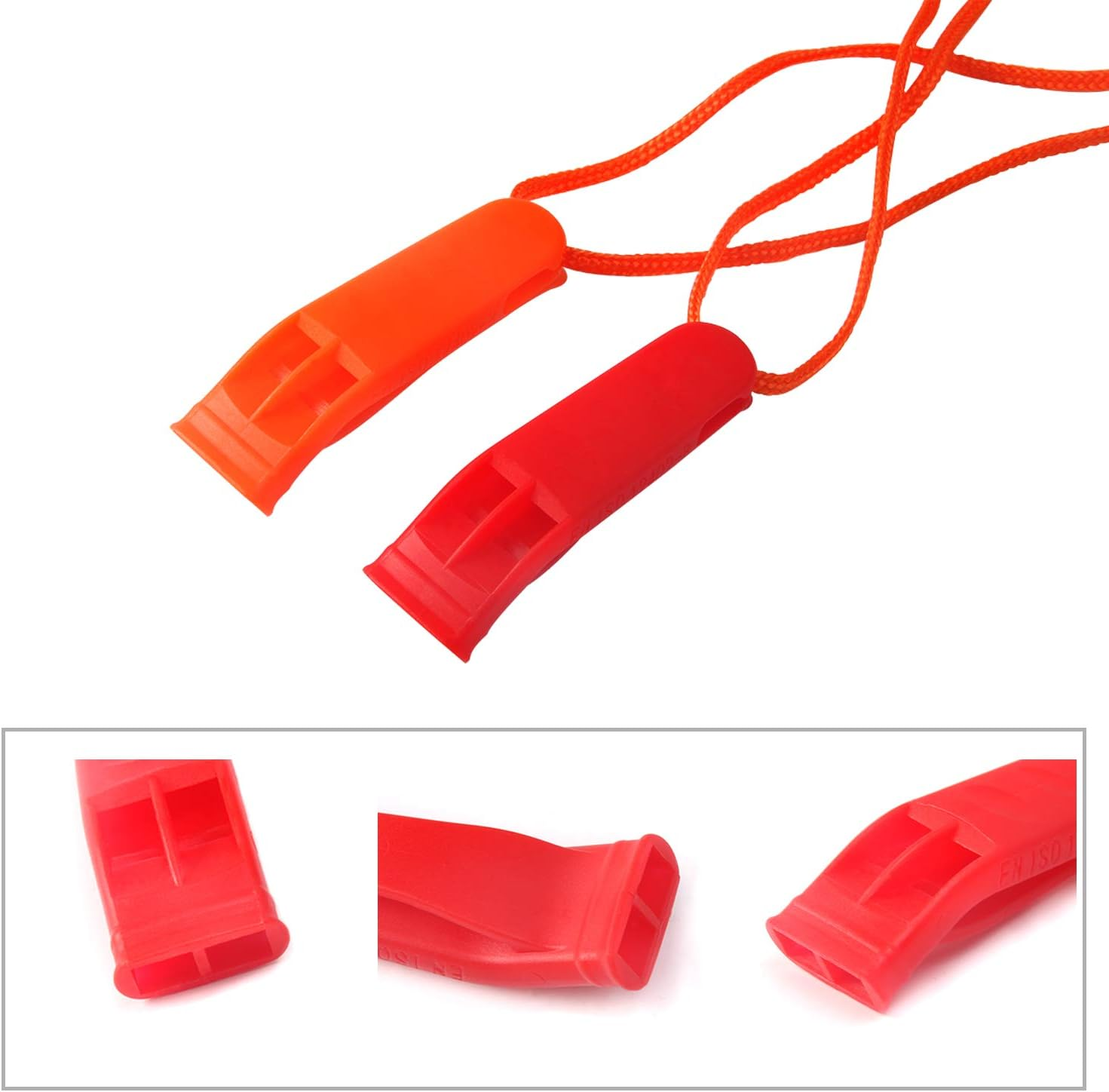 AUGSUN 10 Pcs Safety Whistle Marine Whistle Plastic Whistles with Lanyard for Emergency - Orange image number 7