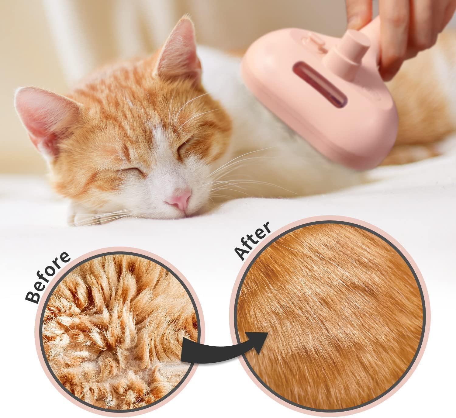 Spray Cat Brush for Shedding, 3 in 1 Steam Cat Brush Remove Static Flying Hair Pet Grooming Brush Self Cleaning Dog Brush for Long and Short Hair Dogs and Cats Remove Tangled Loose Hair (Pink) image number 1