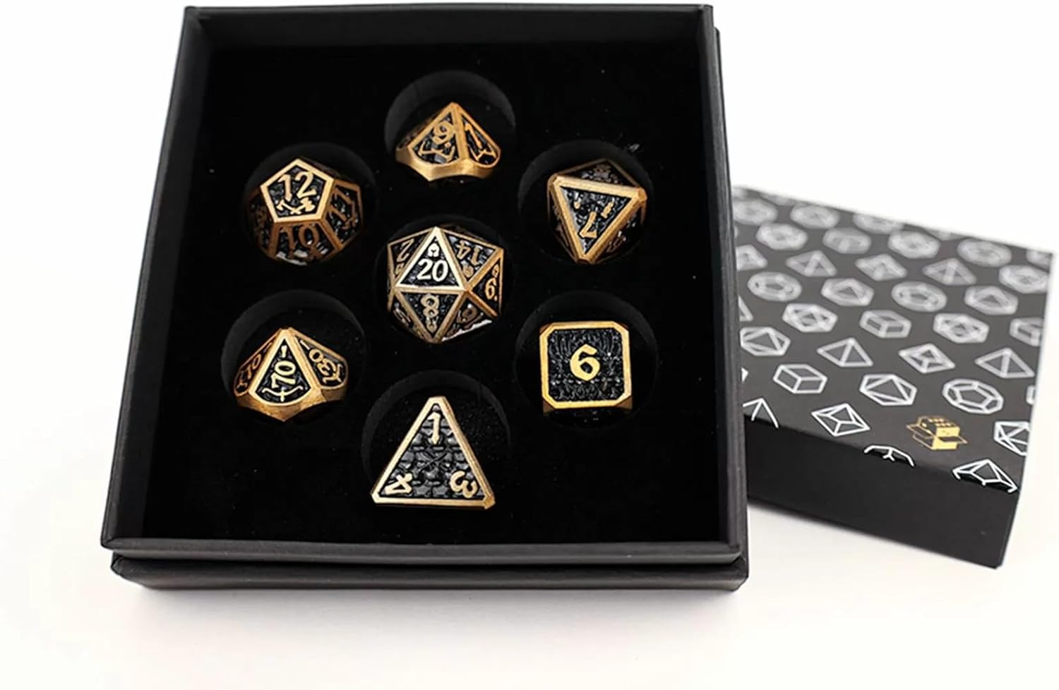 LPG Dice Set - Metal RPG Draco Dark Black/Gold image number 1