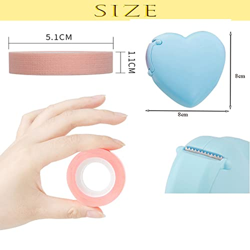16 Rolls Eyelash Extension Tape,Hoinco Eyelash Tape Adhesive Fabric with Heart-Shaped Tape Dispenser Cutter