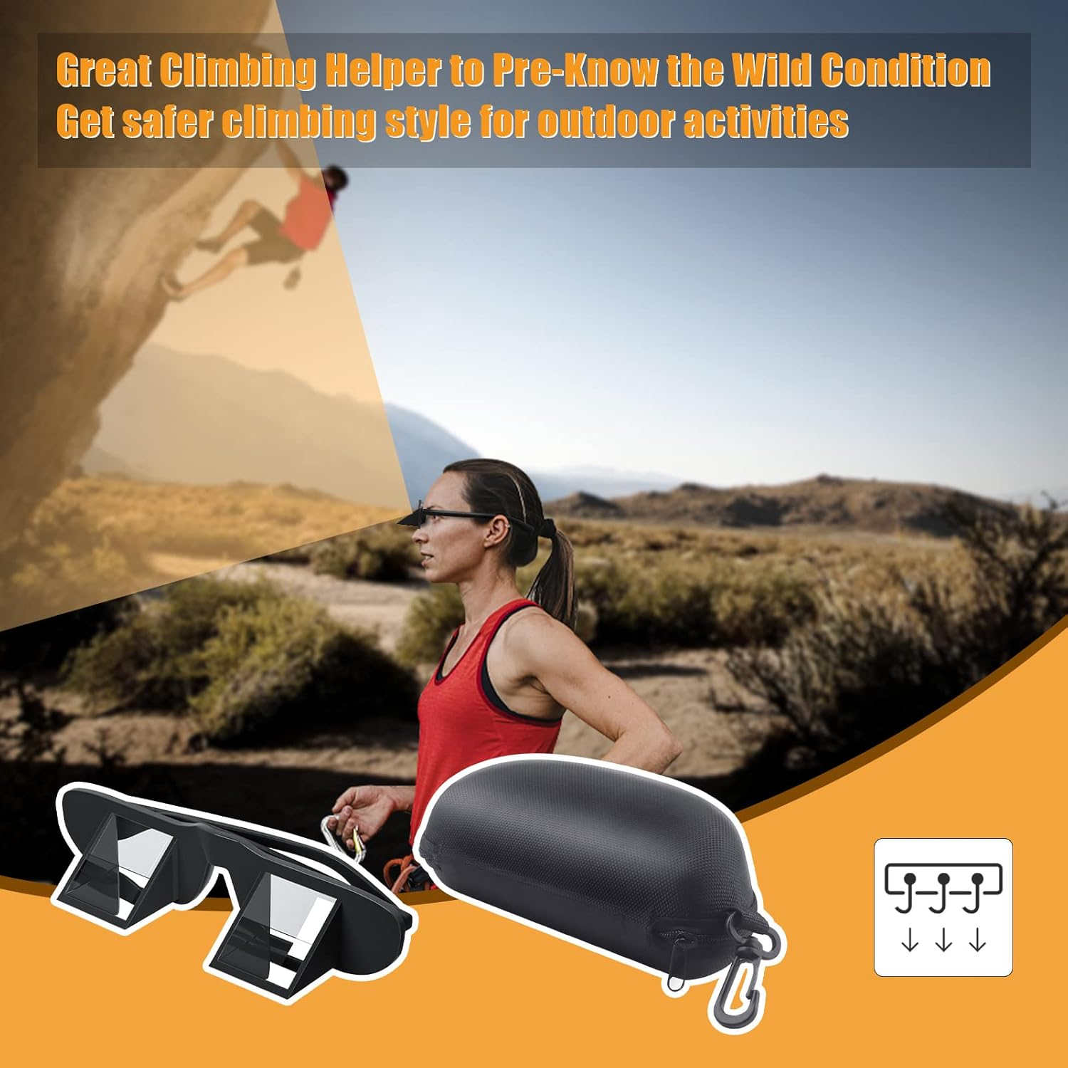 Okcsc Belay Glasses Climbing Glasses Upside 90 Angle Glasses for Outdoor Rock Climbing Hiking Activities image number 1