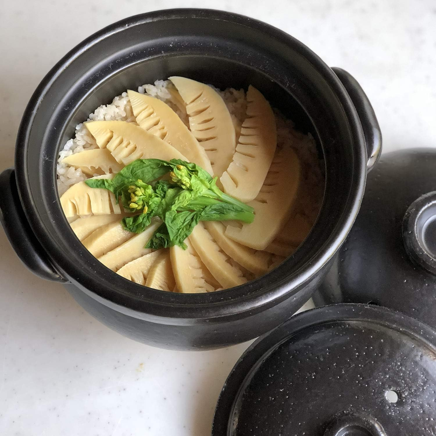 Saji Pottery 30-1 Rice Pot, Black, 7.7 Inches (19.5 Cm), Banko Ware, Exquisite Rice Pot (With Inner Lid), 3 Pieces image number 1