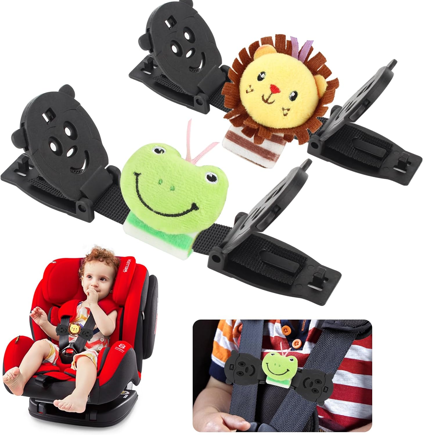 Anti Escape Harness Chest Clip Lock, Baby Safety Strap Prevent Kids Taking Their Arms Out of High Chairs/Strollers, Safety Strap Clips with 2 Dolls(2 Pack) image number 4