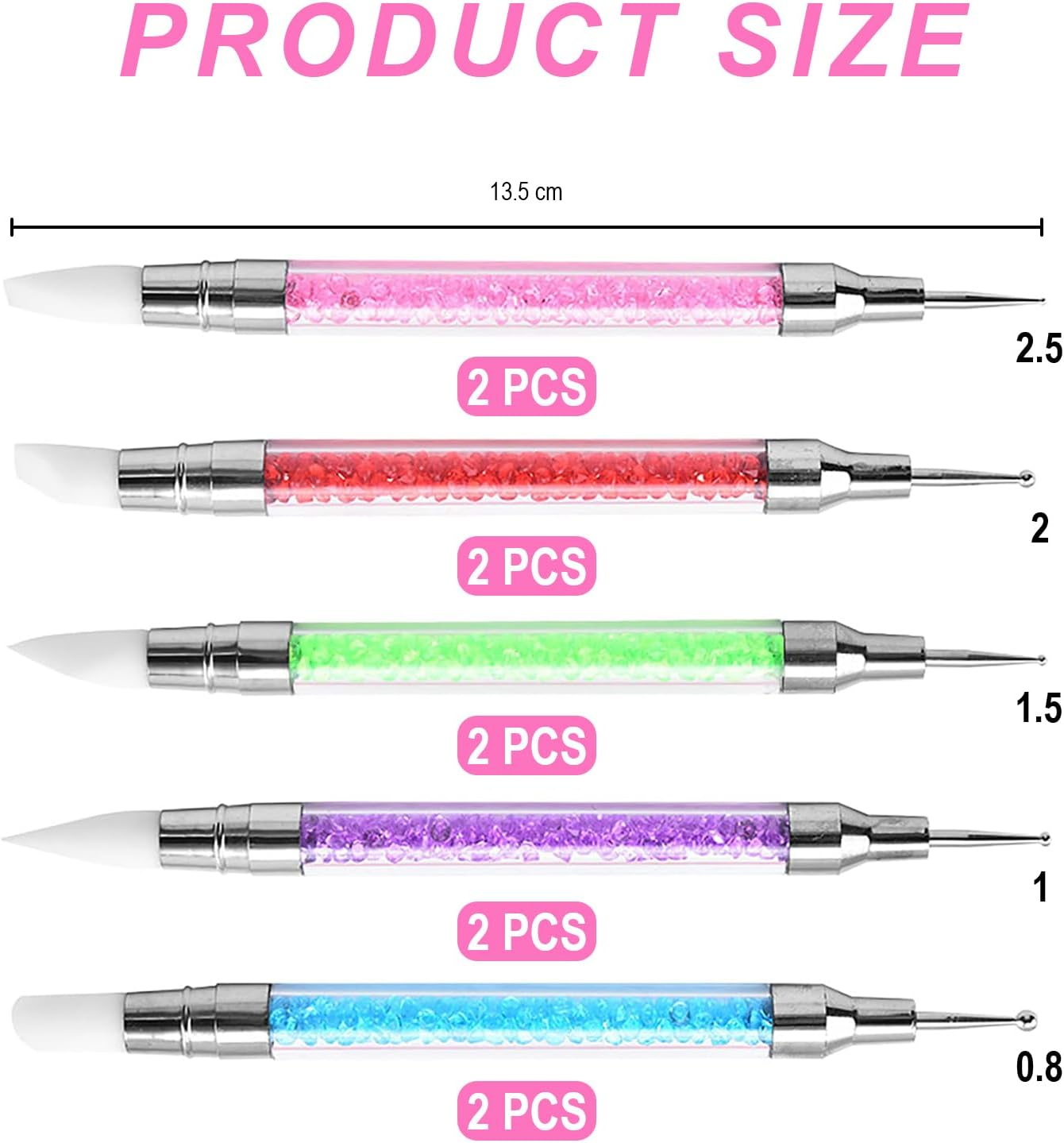 10 Pieces Silicone Nail Art Brushes Nail Art Set with Silicone Brush, Dotting Tool and 3D Gel Brush, Double Head Sculpting Pen for Manicure image number 6