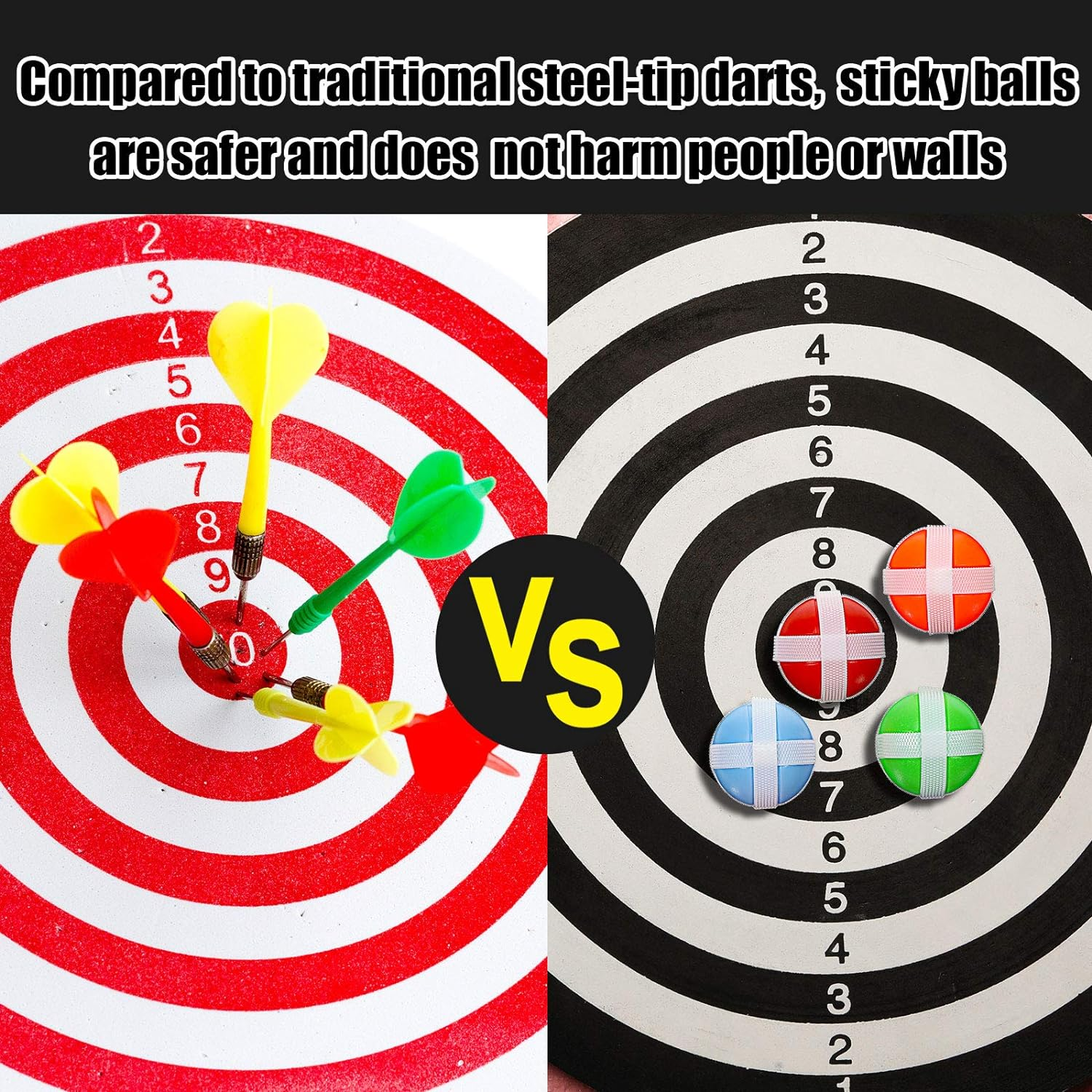 60 Pieces Sticky Balls for Fabric Dart Board, Hoop and Loop, Safe Game Toy Accessories with Storage Bag for Adults and Teens Indoor Outdoor Party Games, 6 Colors image number 4