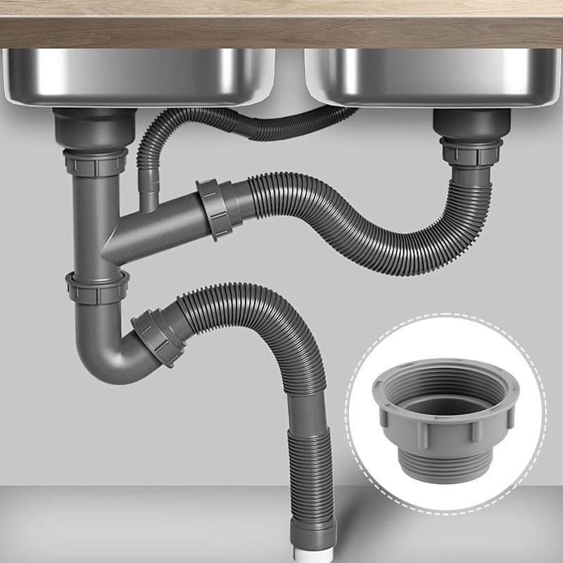 Kitchen Drain Pipe Fitting with Washer, (60Mm Female Thread，47Mm Male Thread) Sink Drain Thread Adapter Kit Siphon Connector for Dining Room Sink，1Pcs image number 2