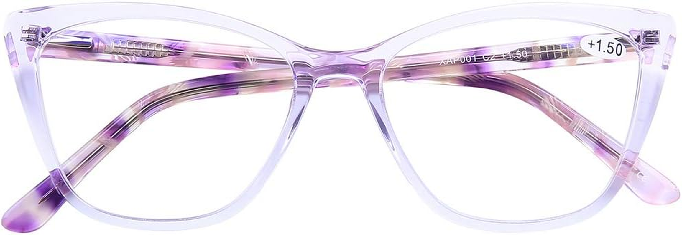 Doovic Computer Reading Glasses Blue Light Blocking anti Eyestrain Fashion Cat Eye Spring Hinge Readers for Women 2.0 Strength