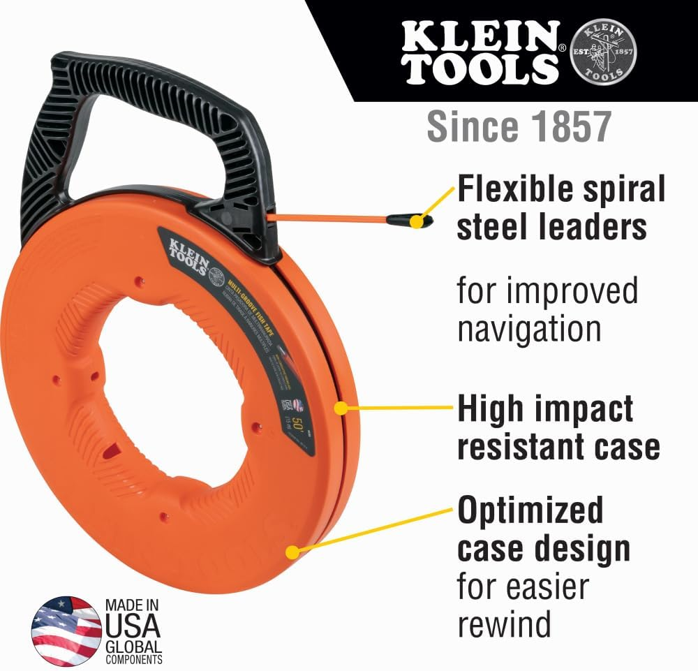 Klein Tools A-56382 Multi-Groove Fiberglass Fish Tape with Nylon Tip, 50-Foot image number 4