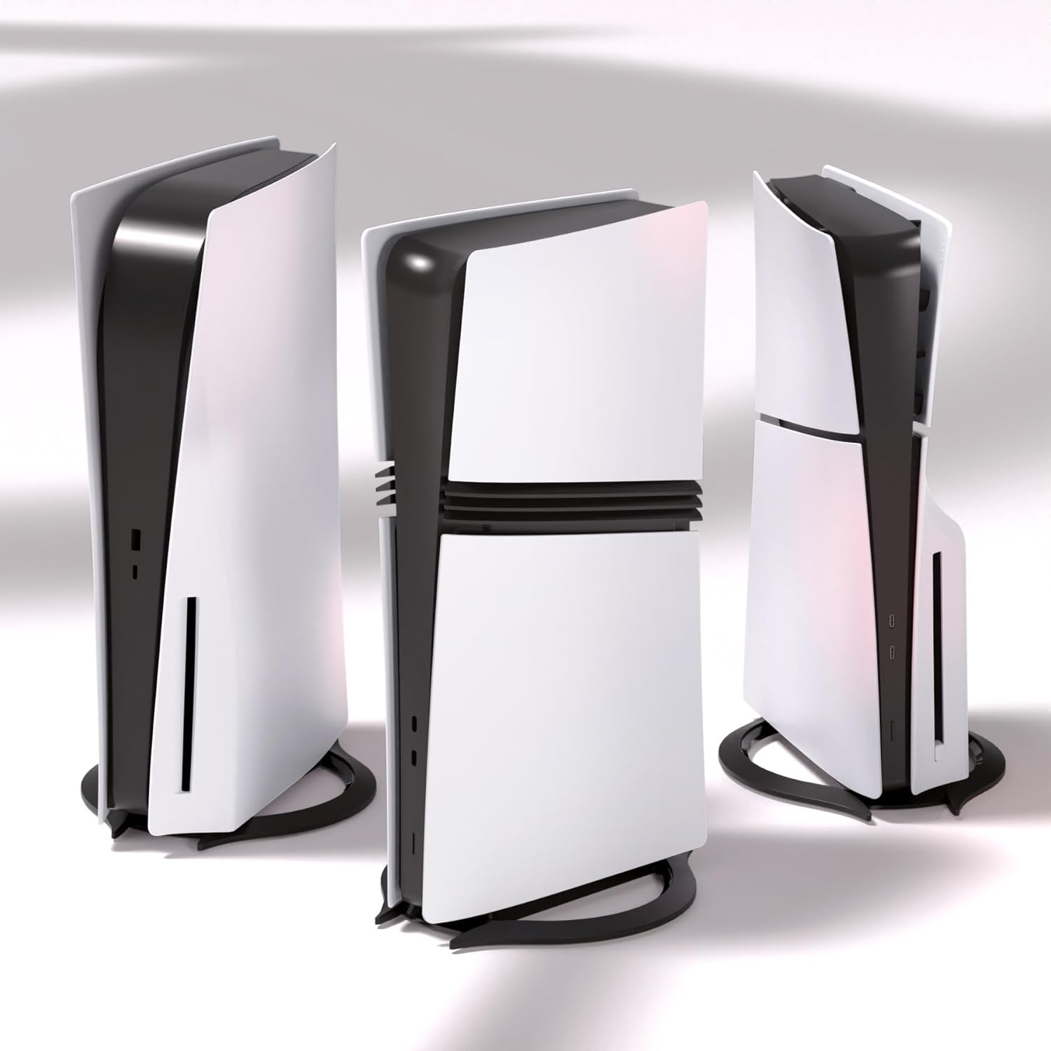 Playvital Vertical Stand for Ps5/Slim/Pro/Standard Console Disc & Digital, Space-Saving Holder Base Accessories for Ps5/Pro/Slim with Anti-Slip Pads, Enhanced Stability - Black