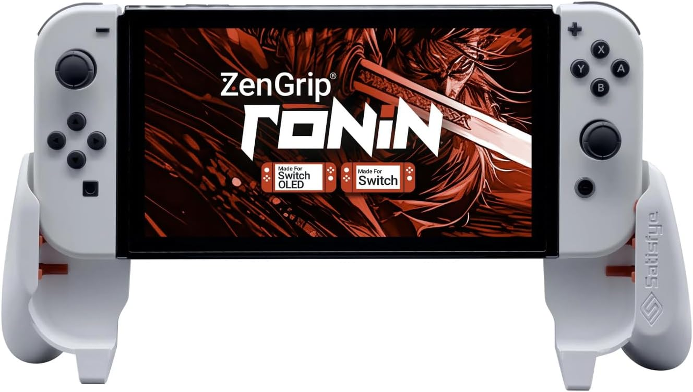 Satisfye - Zengrip Ronin White Grip, a Dockable Switch Grip Compatible with Nintendo Switch - Comfortable & Ergonomic Grip, Joy Con & Switch Control. #1 Switch Accessories Designed for Gamers (White) image number 3