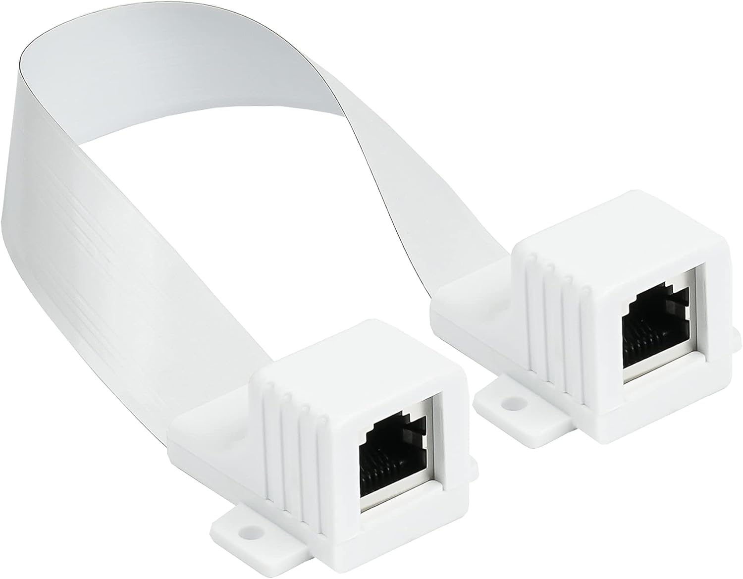 Good Connections RJ45 Ethernet LAN Door/Window Feed-Through - Extremely Flat Socket on Both Sides, Total Length 51.5 Cm, Flexible Length 44.5 Cm, White