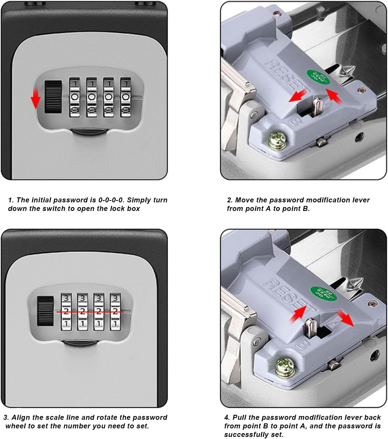 Ogetok Key Lock Box, Wall Mounted Key Safe Security Storage Box with Resettable Code for House Keys, Portable Combination Lockbox for Home, Office, Outdoor Garden, Store, Apartment, Black image number 4