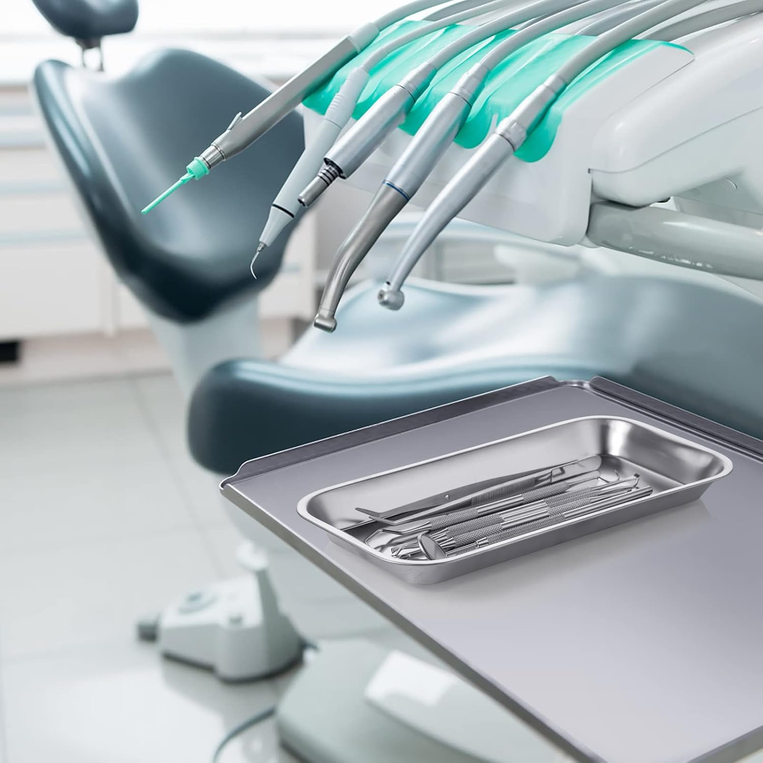 4 Pack Small Surgical Tray, 201 Stainless Steel Tray with Seamless Trays and Moderate Edge Height for Lab Dental Tattoo Piercing Instruments Organizer image number 1