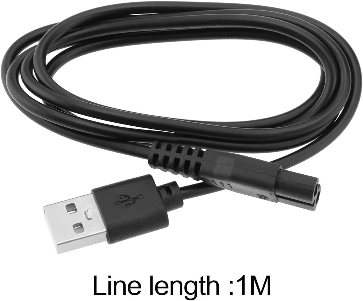 2Pcs Black Grooming Electric Shaver Charger Adapter Cable Replacement 1M 5V USB AC Power Adapter Compatible with Meridian Shave