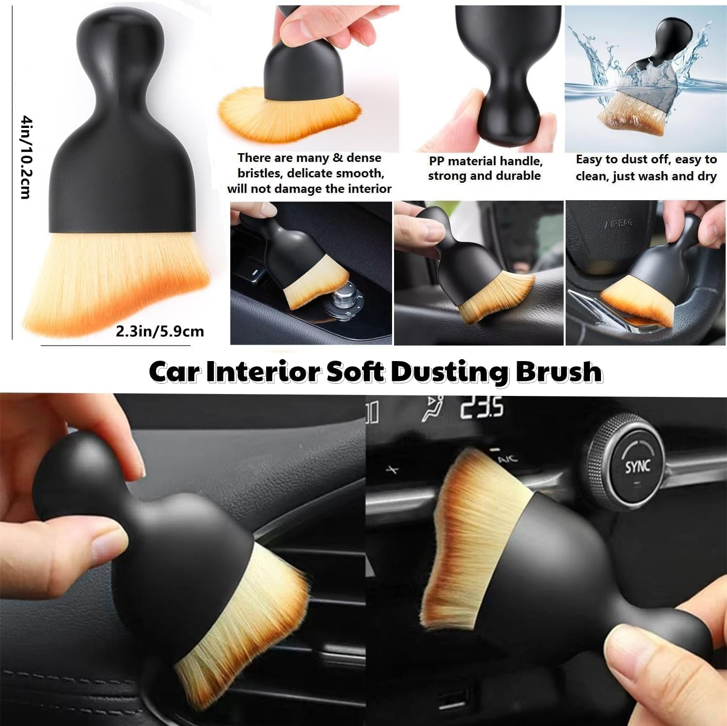 7Pcs Car Detailing Brush Set, Car Interior Detailing Brushes Auto Ultra-Soft Detail Cleaning Brush Dust Removal Brushes Tool for Cleaning Dashboard,Car Interior, Air Conditioner Vents image number 6