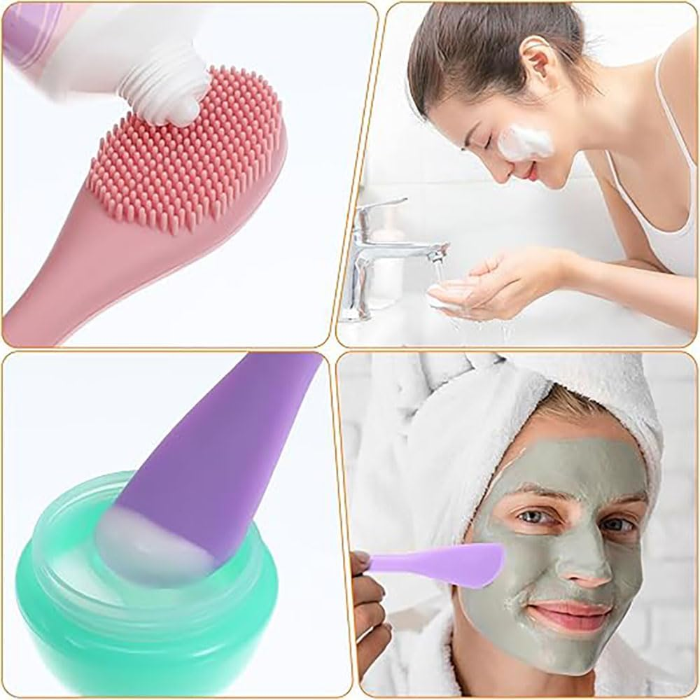 Lyhaogao Silicone Blackhead Remover Tool and Pore Cleanser Brush Set, 5Pcs Facial Cleansing Kit with Soft Bristles for Deep Cleansing, Exfoliation and Blackhead Removal, Daily Face Care (Unisex) image number 4