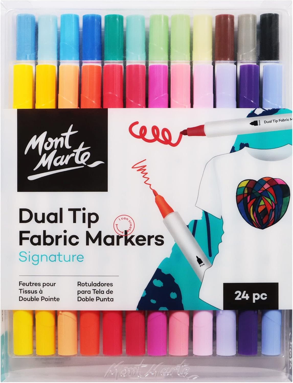 Mont Marte Signature Dual Tip Fabric Markers (24 Pieces)