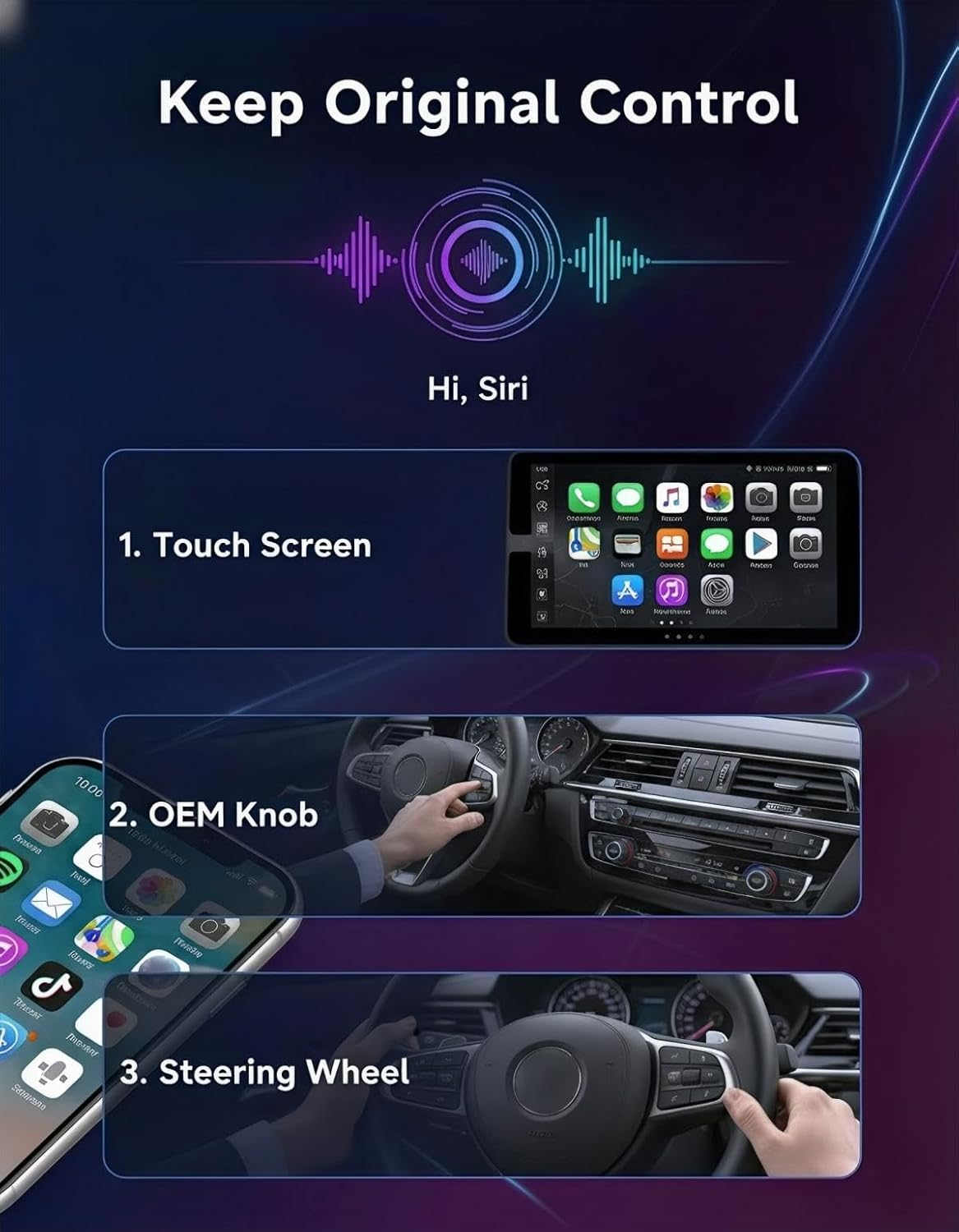 Wireless Carplay & Android Auto Adapter, Upgraded Mini USB/USB-C Plug & Play Bluetooth Dongle Converts Factory Wired to Wireless Carplay/Android Auto, Dual-Band Wifi, Stable Connection