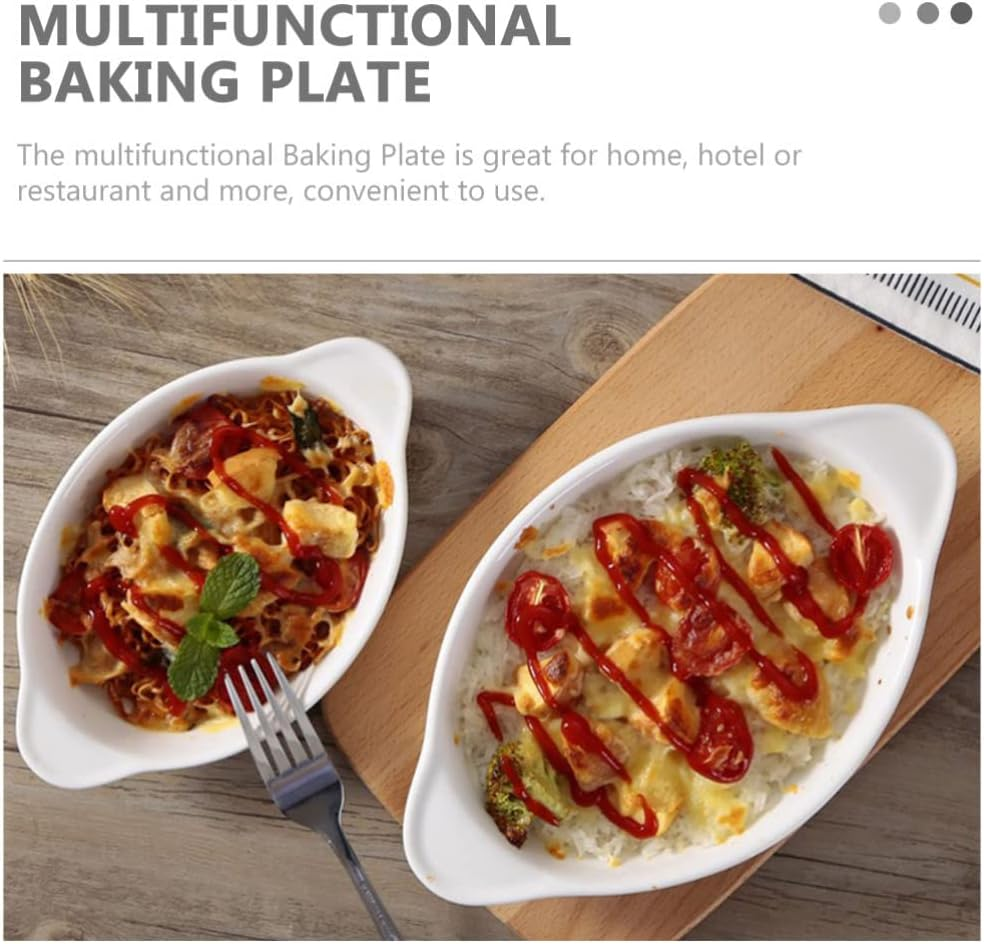 CALLARON Microwave Safe Oven Tray Double Ear Ceramic Baking Pan Baking Dish Gratin Pan Bakeware image number 6